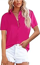 NONSAR Chemise élégante à Manches Courtes et col relevé, Blouse pour Le Bureau, Haut décontracté, pour Femme