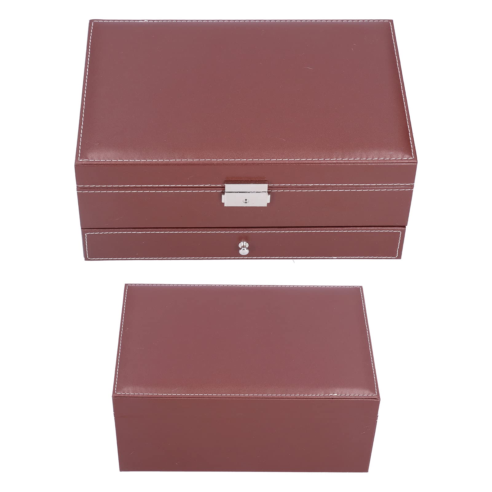 Cocoarm Schmuckschatulle, PU-Leder, Uhrenbox, Doppellagig, 12 Fächer, Aufbewahrungsorganisator mit Spiegel und Abnehmbarem Schlüsselfach für Damen, Schminktisch, Schrank-Display