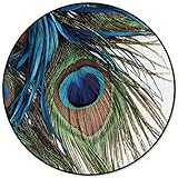 Round Area Rug Peacock Feather Cobalt Emerald Floor Carpet for Sofa Living Room Bedroom Home Decor...
