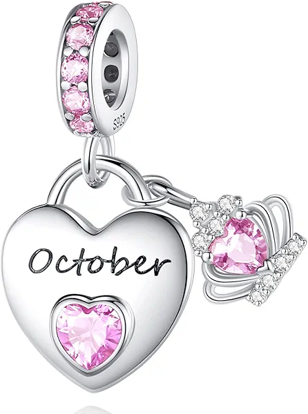 Birthstone Charms for Charms Bracelet: 925 Sterling Silver Heart Dangle Charms for Bracelets and Necklaces, Birthday Mother's Day Christmas Gifts For Women.