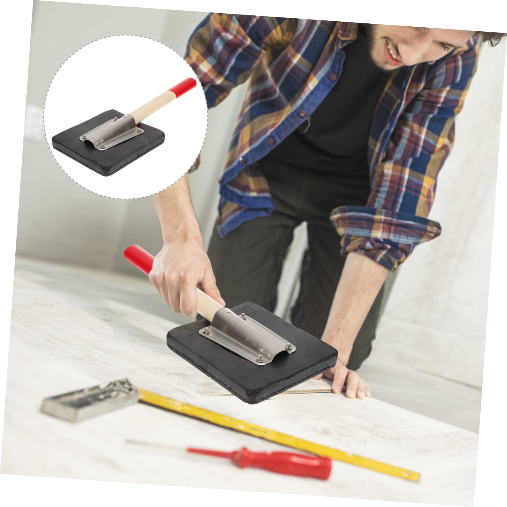 HEALEEP Ergonomic Design Wooden Tapping Block Rubber Clapper for Flooring Non-slip Tool for Easy Installati