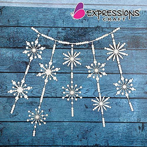 immix Expressions Craft Snow Flakes Dangler Christmas Chipboard Cutouts & Embellishments for Greeting Cards, Layouts, Mixed Media, Scrapbooking, Cardmaking, Inviatation Cards & Other DIY Crafts
