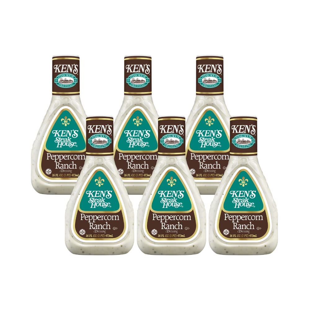 Ken's Steak House Peppercorn Ranch Dressing (Peppercorn Ranch, 16 Fl Oz, Pack of 6)