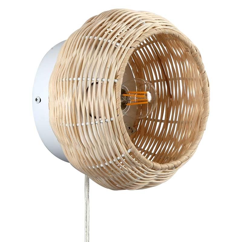 B·LED BARCELONA LED - Aplique de pared de mimbre Berlam