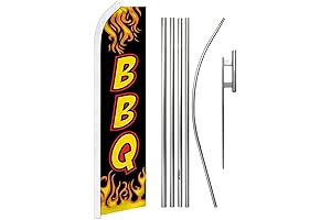 BBQ Black Banner Swooper Flag & Pole Kit: Ideal for Food Trucks, Restaurants, and More!