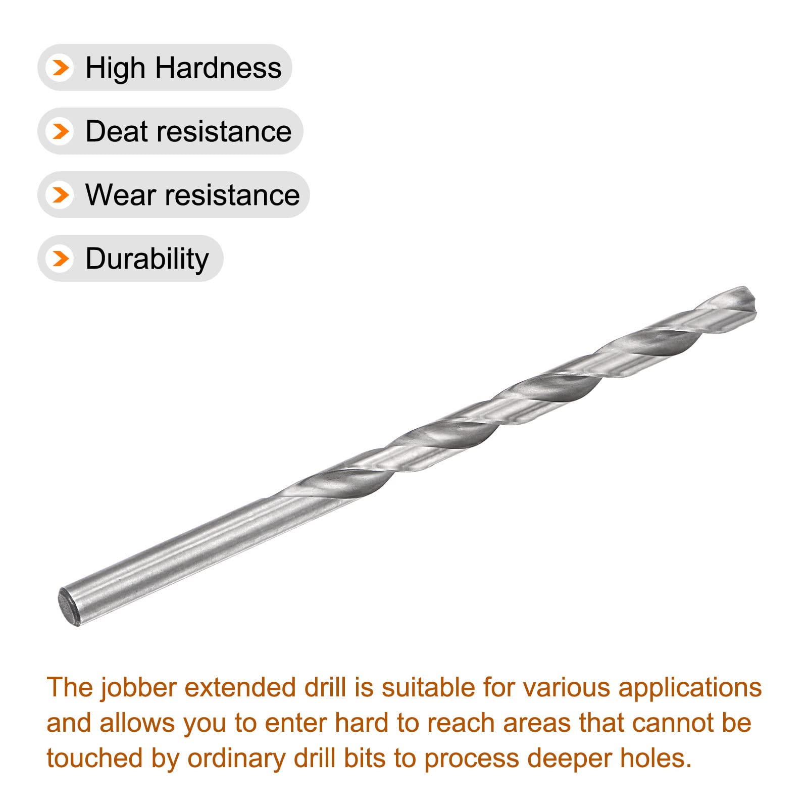 sourcing map Helicoidales Brocas, Alta-Velocidad Acero, Extra Largo Taladro 12,5x250 mm