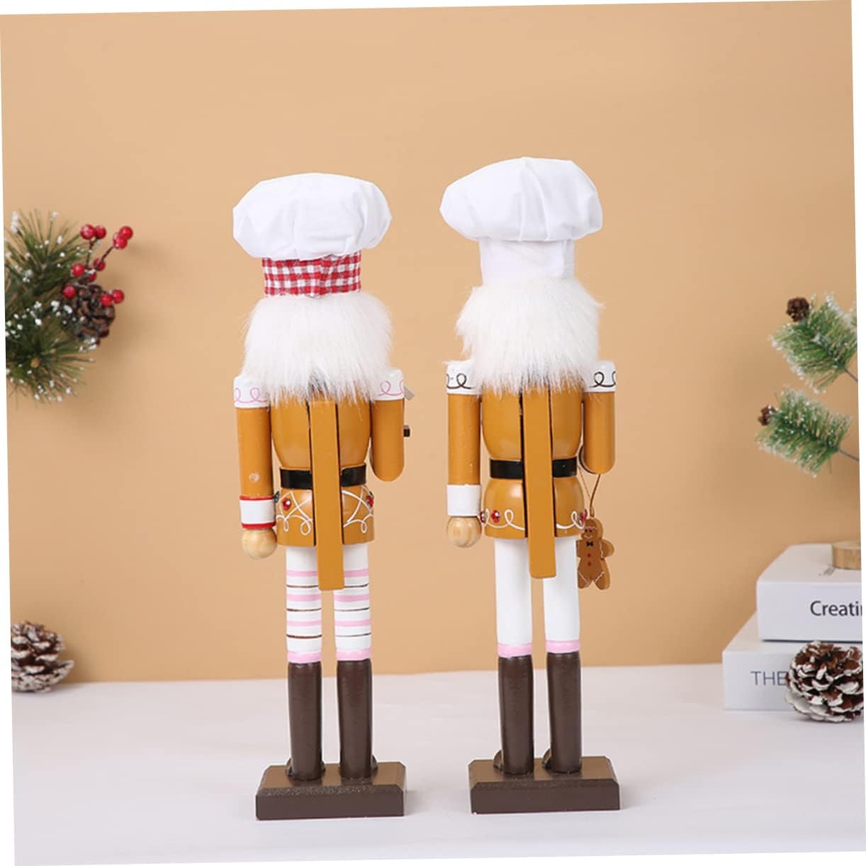 IMIKEYA Christmas Wooden Nutcracker Decoration Chef Gingerbread Man Figure Festive Ornament for Home Tabletop Holiday Decor