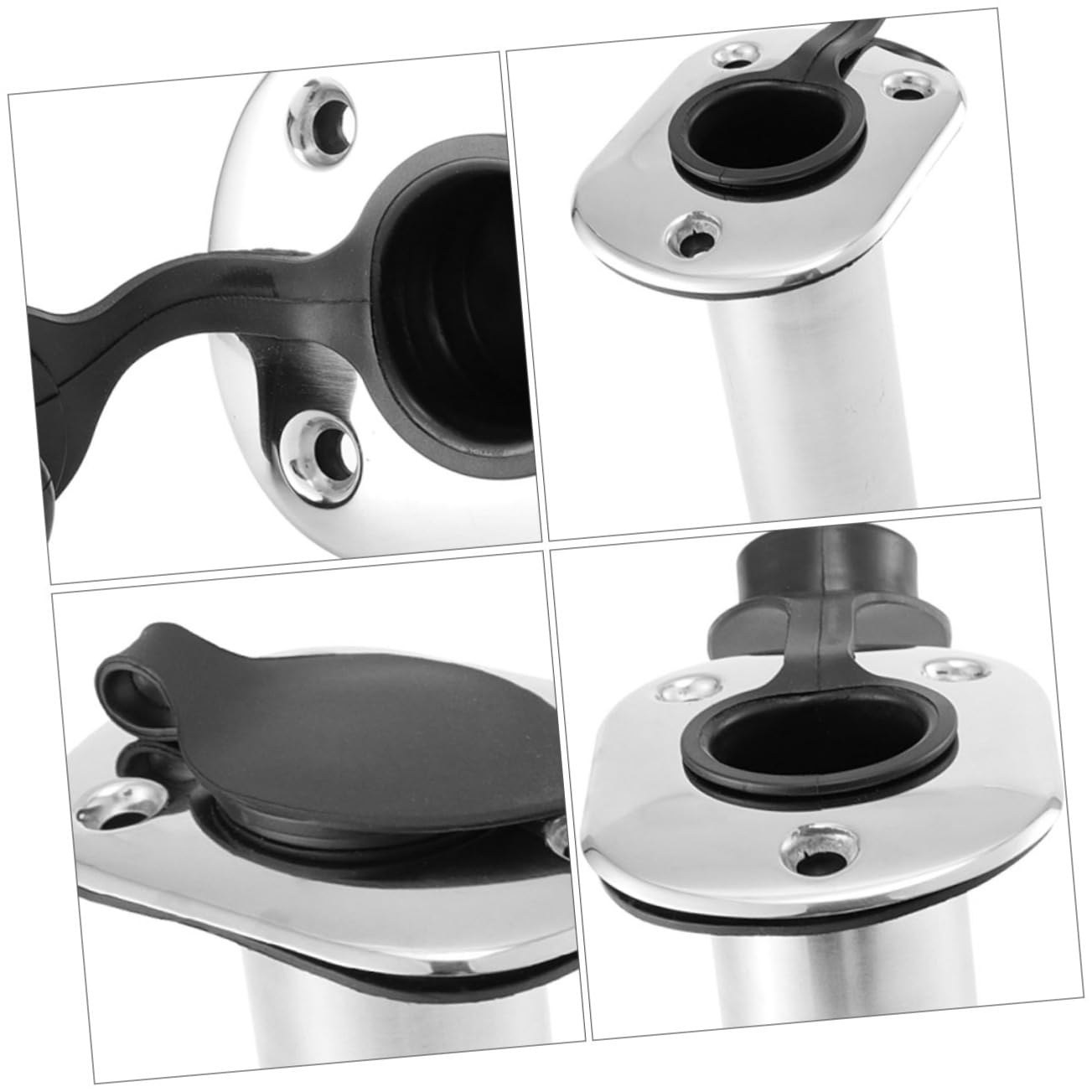 Toyvian Supporto per Canne da Barca in Acciaio Inox Argento | Finitura Specchiata, per Canna da Pesca, Accessorio per Imbarcazione da Pesca, Profilo Moderno