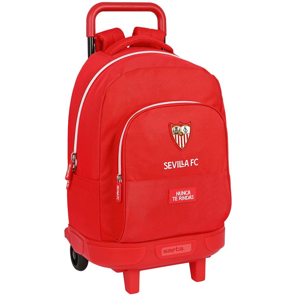 Safta, Mochila Grande con Ruedas Compacta Extraíble Sevilla FC, 330x220x450 mm Unisex niños, Roja, Estándar