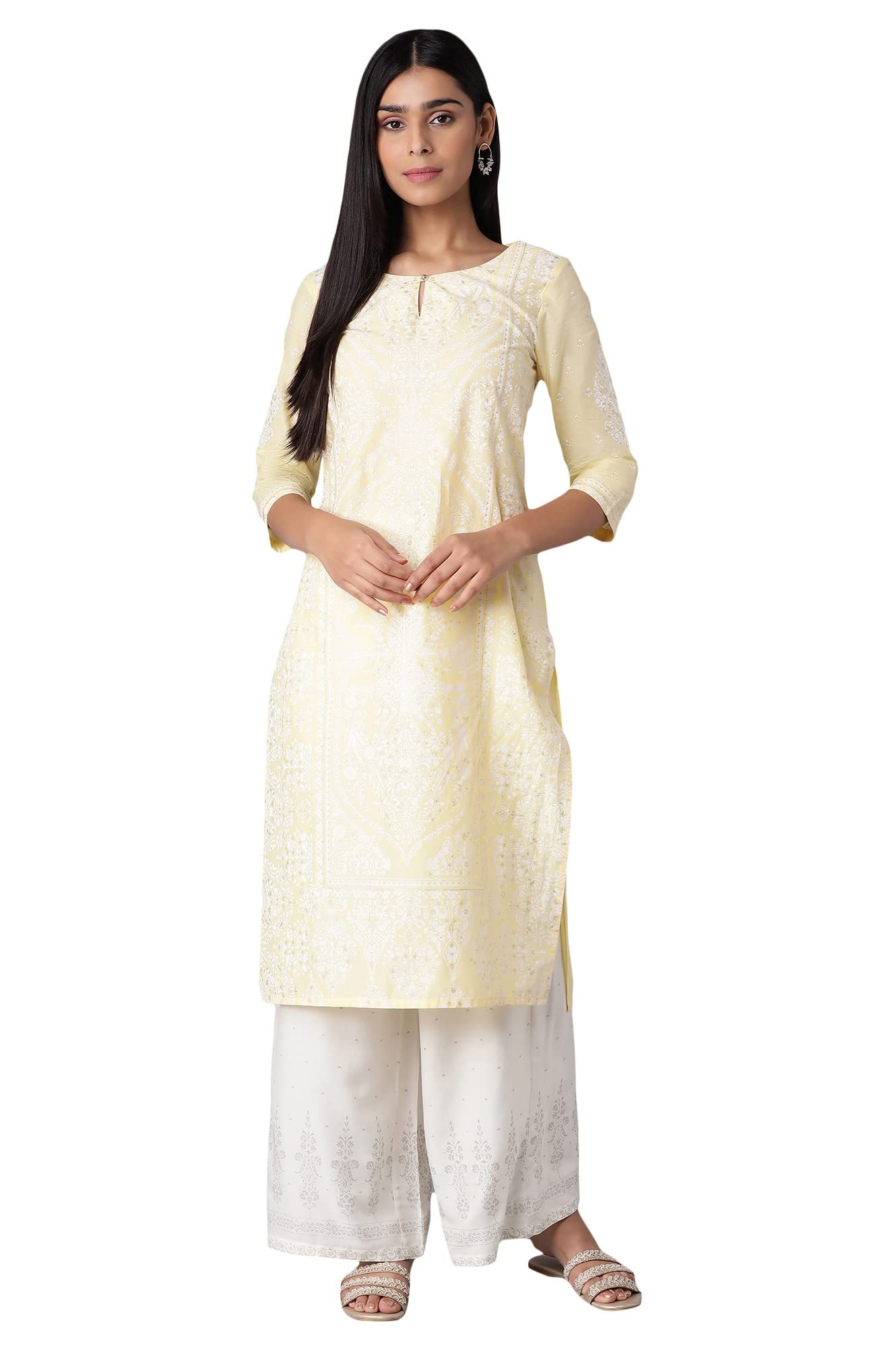 W For Woman Yellow Printed Kurta_22Few17504-118106_3Xl