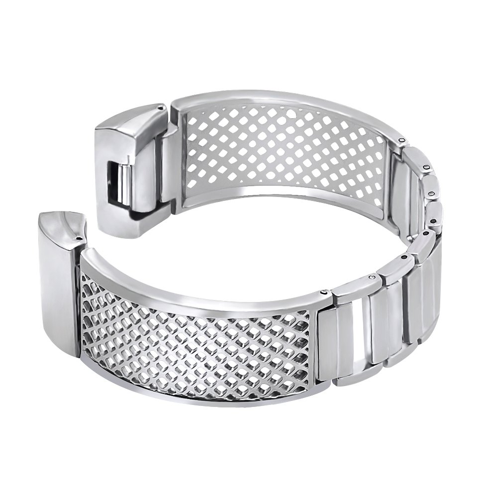 TENGL Fitbit Charge 2 Bands Bangle Metal Accessory Replacement Pierced Breathable Bracelet with Tools Adjustable Length- Durable Closing Clasp Wristbands for Fitbit Charge 2