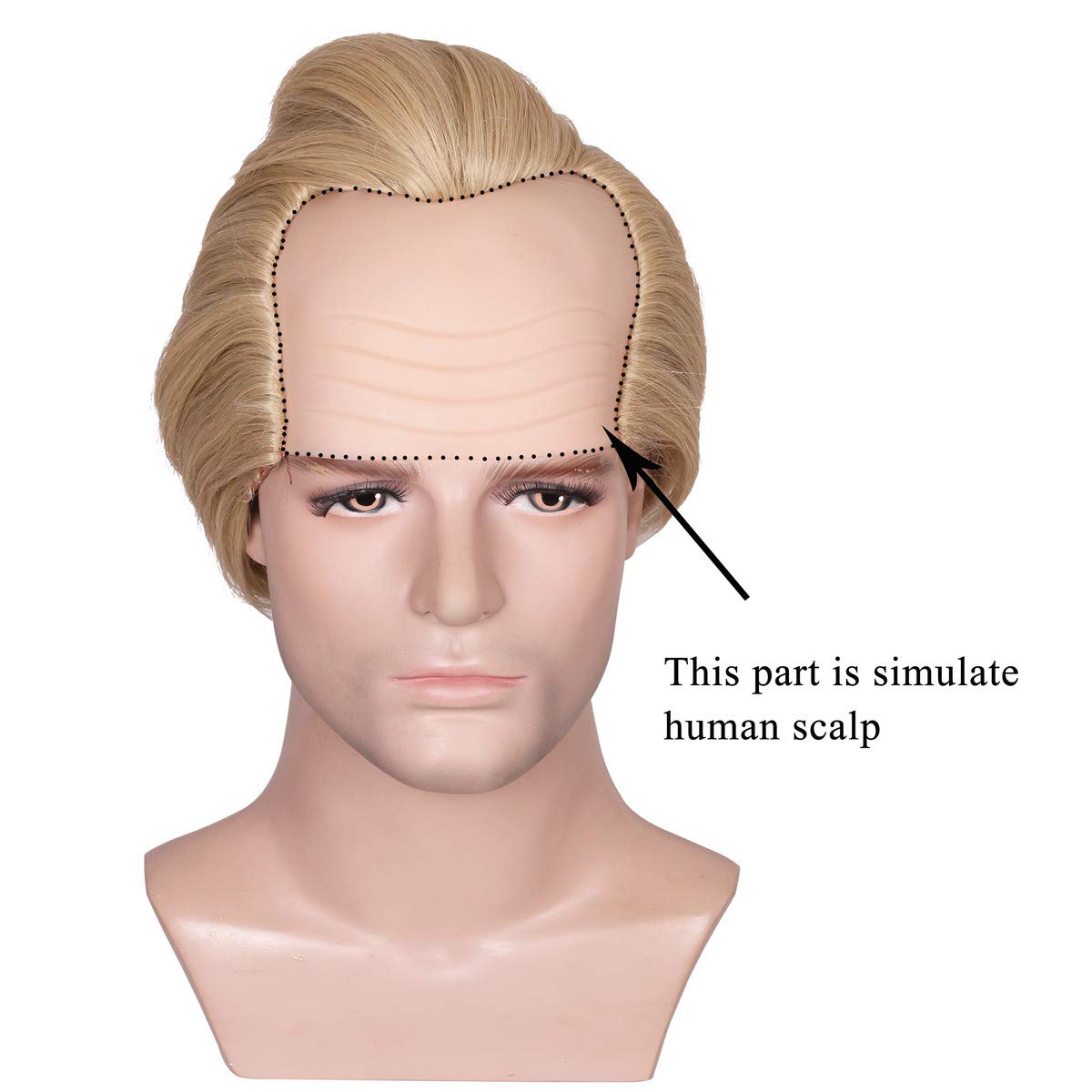 Peluca de cosplay corta rubia calva para hombre con máscara de ojos 2