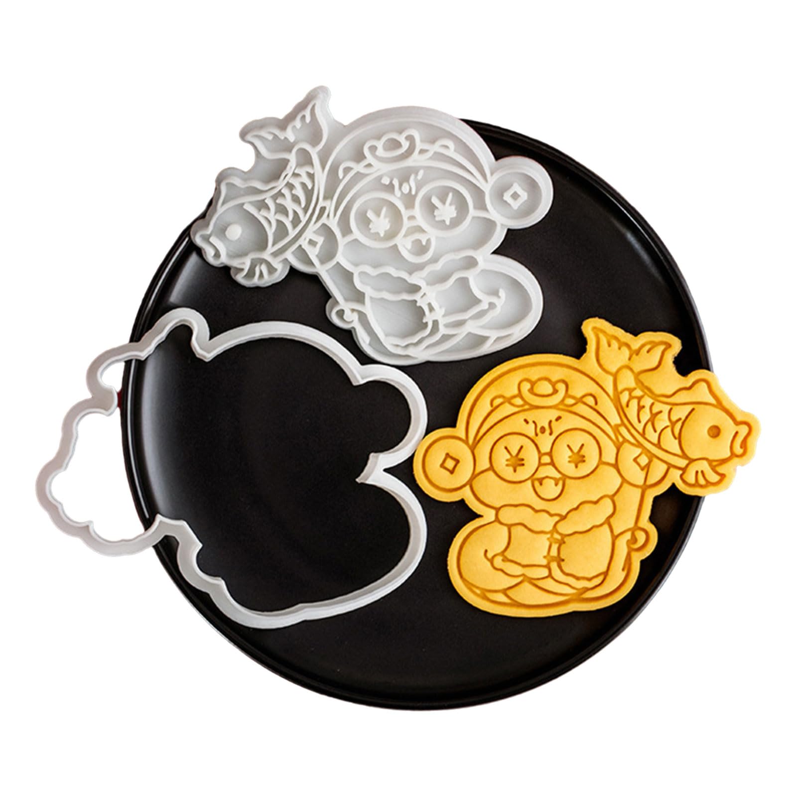 MICFENY New Year Fondant Cookie Stamp Snake Themed Biscuit Mould Baking Mold for Cake Sugarcraft Tool