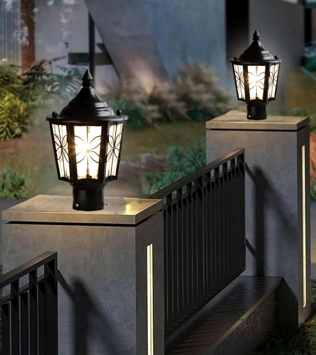 Lyse Decor Gate Lamps for Outdoor, Modern Main Door Lights for Entrance, Outdoor gate Lights, Garden gate Lamps, Waterproof Lamps for Outdoor (Pack of 2)