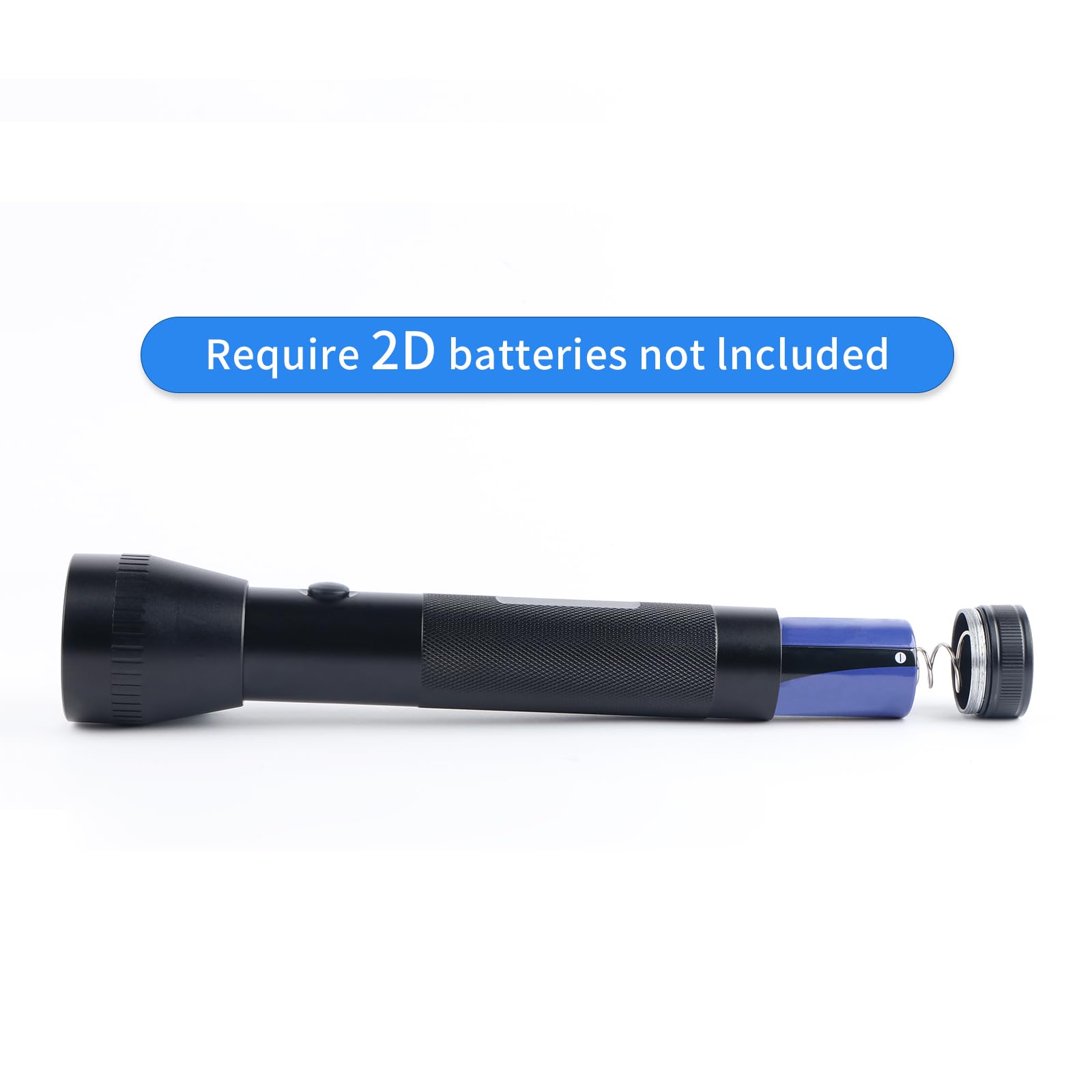 Paquete de 3 linternas grandes LED de batería de 2 D resistentes, ultra brillantes, 600 lúmenes, modo único, aluminio, linterna de metal resistente para exteriores y cortes de energía de
