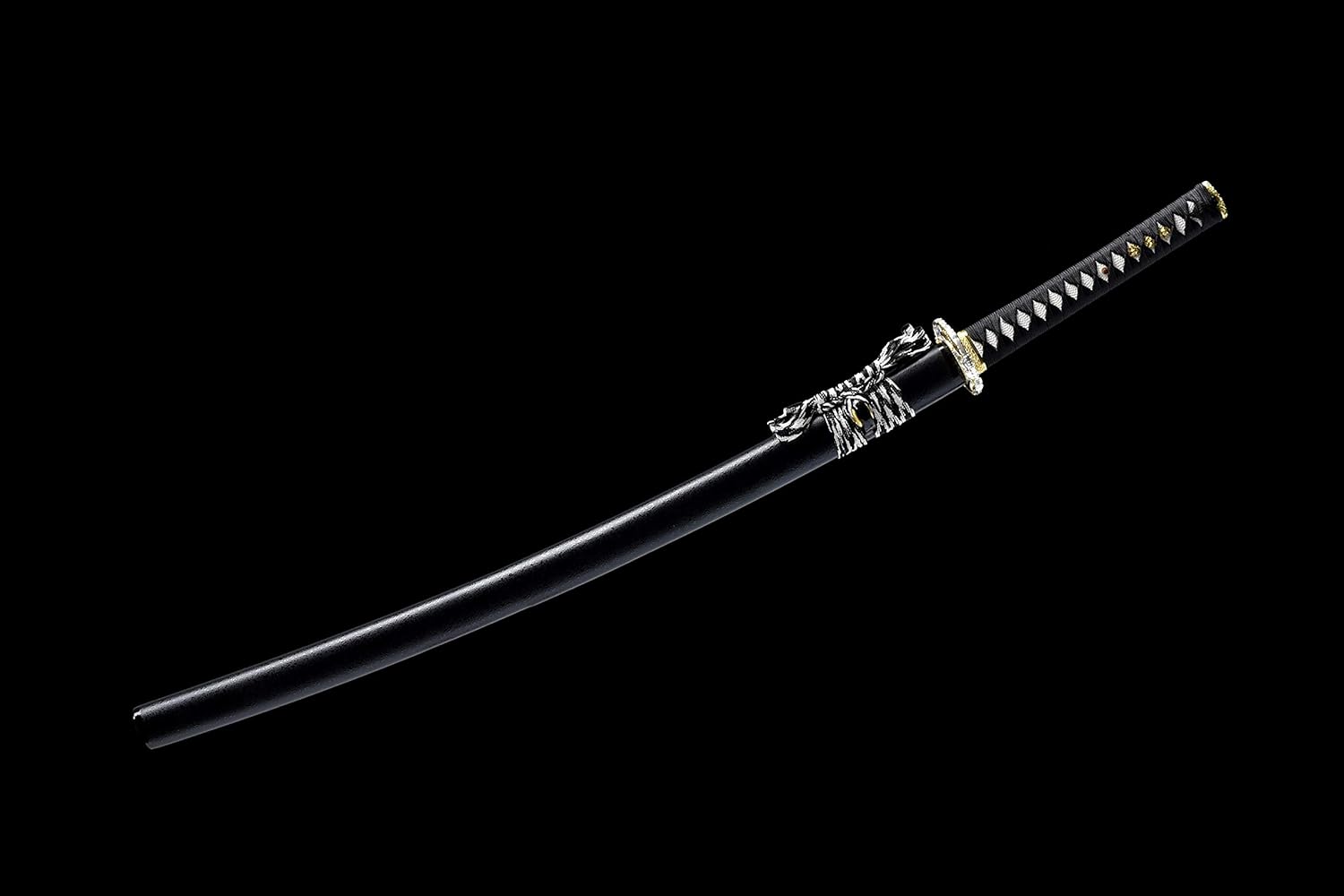 Samurai Katana Japanese Full Tang Carbon Steel Sword 1060 T10 Battle Ready Cold Real Handmade Damascus Heat Tempered  Sharp Knife (Golden Lion-1060 Steel) : Sports & Outdoors