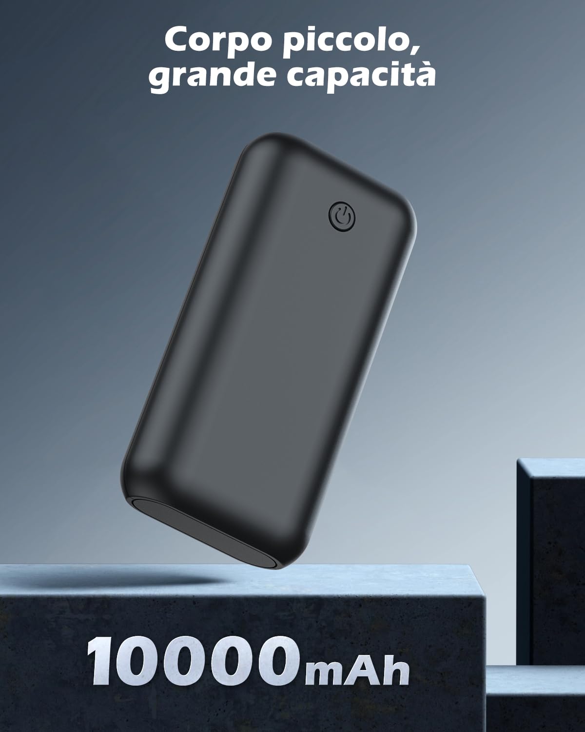 Mini Power Bank 10000mAh Leggero, Caricatore Portatile Type-C Veloce (2.4A Totale) con 1 Uscite e 2 Ingressi di Tipi Compatibile Universale con Tutti i Telefoni