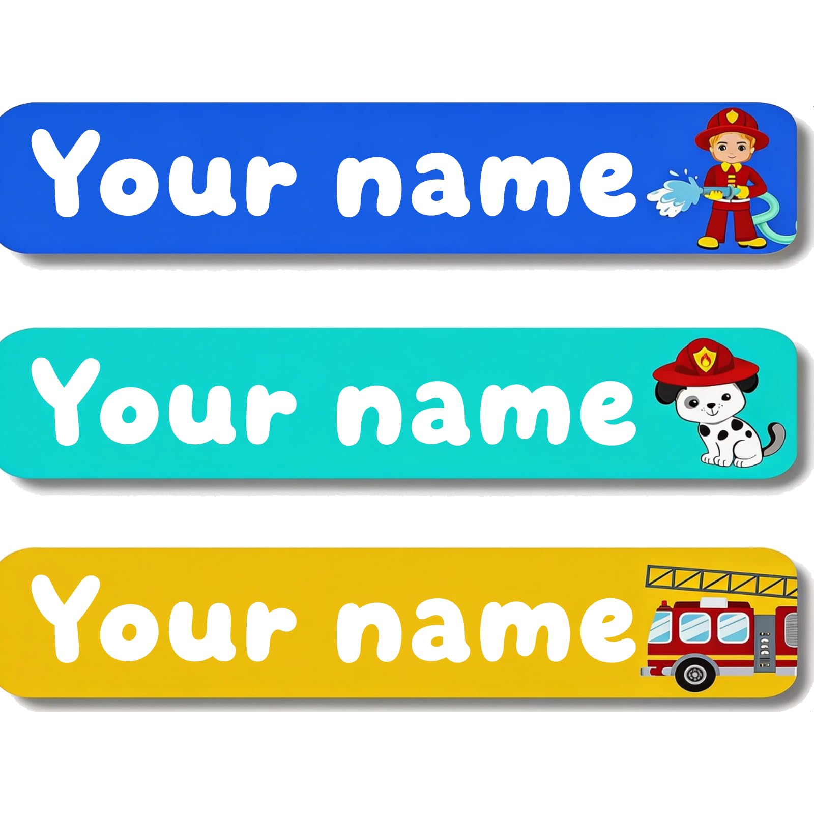Personalized Waterproof Name Stickers for Kids, Washable Clothing Labels, Durable Name Tags for School, Kindergarten, Lunch Boxes, Books, Toys – Ideal Back to School（Fire Fighting）