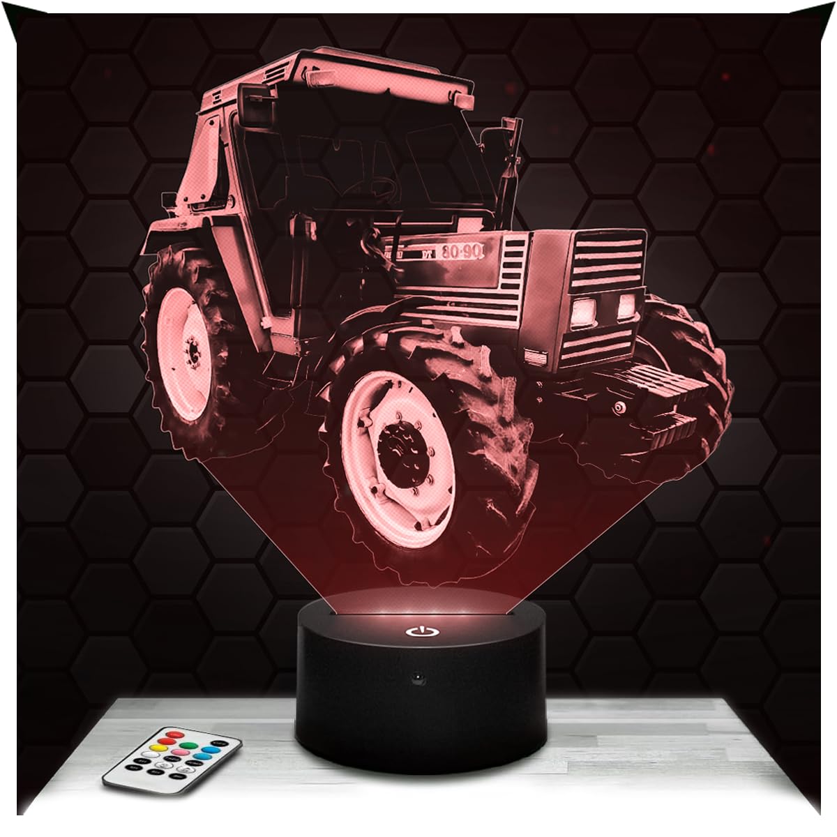Lampephoto.fr - Old Tractor F. 3D Lamp, Night Light 3D LED Illusion Lamp, Miniature Collection 1:32, Agricultural Tractor Object, Farmer Gift Idea, Night Light for Children's Bedroom, Christmas, Gift