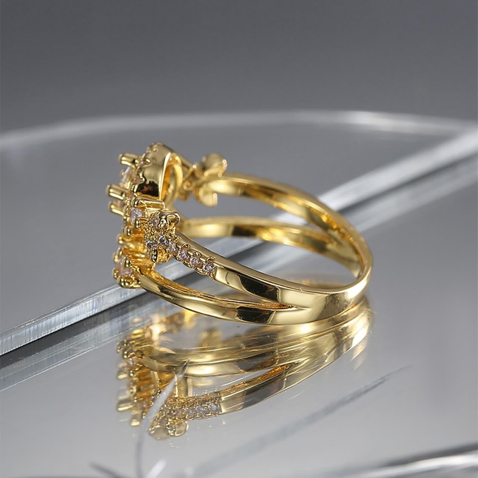 Anillos de oro amarillo de 14 quilates, elegantes y modernos
