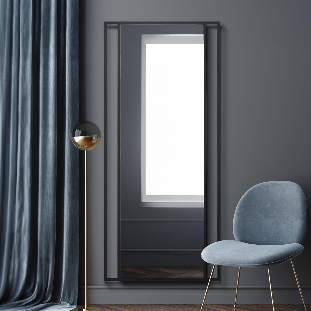 Large Black Modern Leaner and Wall Mirror 71"" x 31"" 180x80cm MirrorOutlet