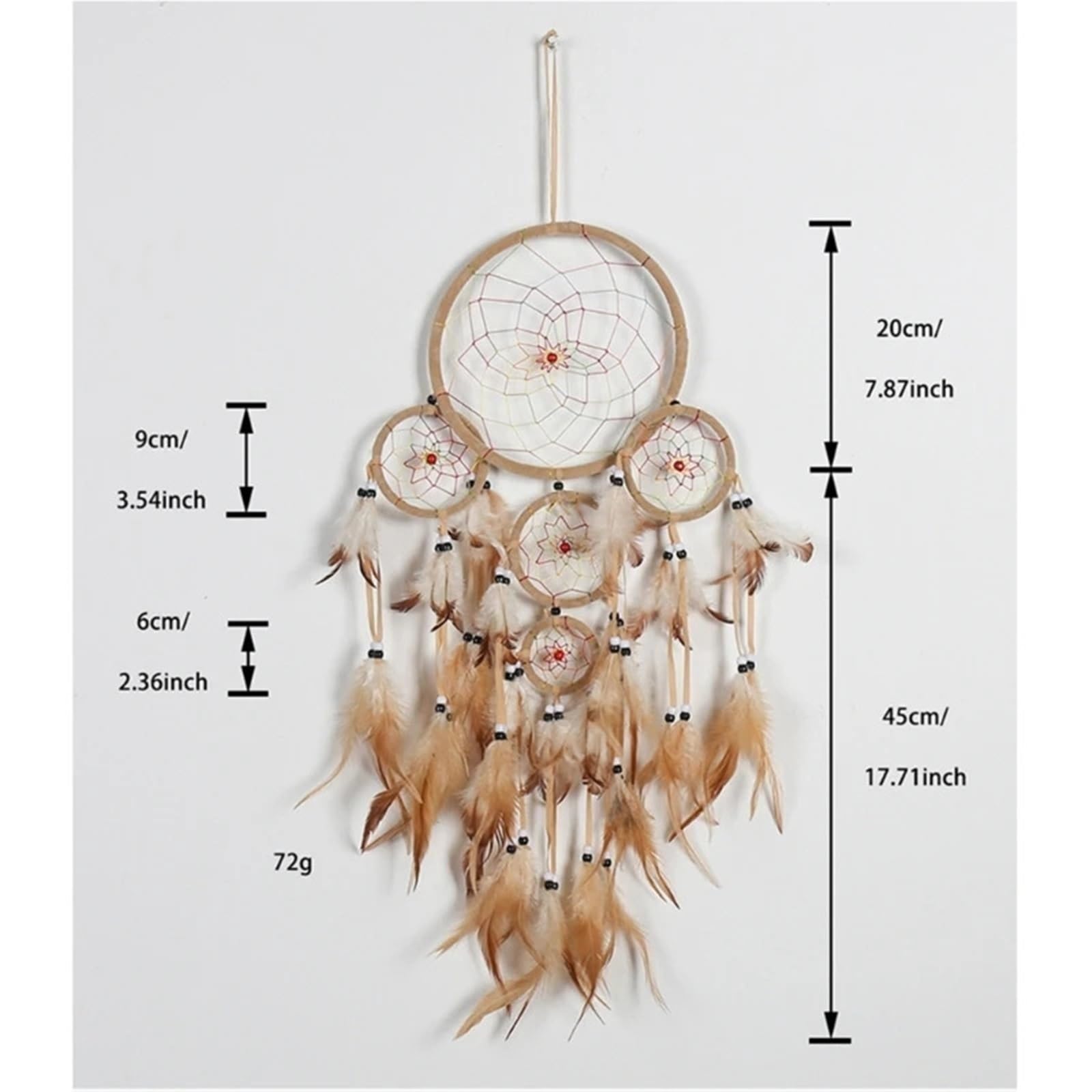 Atrapasueños Grandes de Plumas Marrones, Tejidos a Mano, Decoraciones Colgantes, 2 uds para El Dormitorio