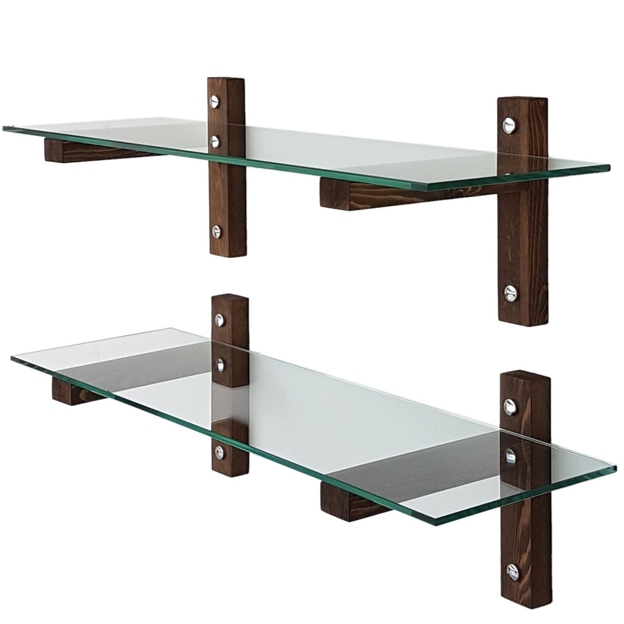 Étagère en verre trempé 85x25x25 cm WellHome meuble de rangement noyer