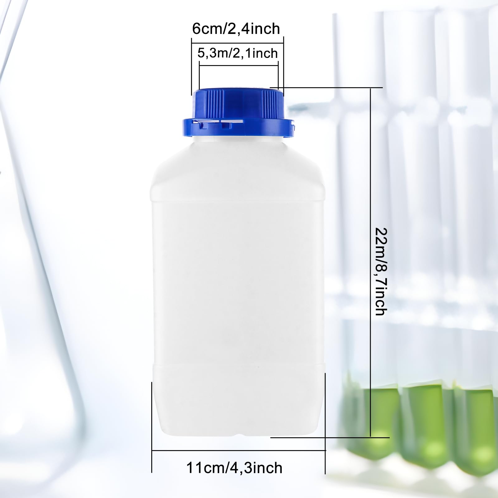 4 botellas de boca ancha de 2000 ml con cierre de rosca, botella de plástico de boca ancha vacías para laboratorio, cocina o hobby
