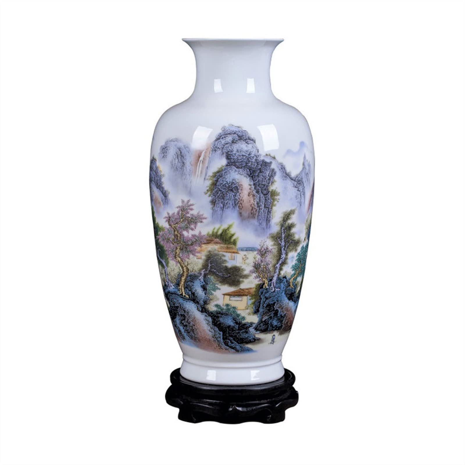 asdchZen Vases,Ceramic Floor Large Vase Chinese Ink Painting Ornament Bottle Vintage Fine Ornament With Base