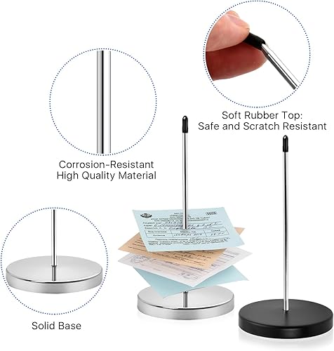 Miniatura 3 de Estante de aluminio plateado para cheques y 2 soportes de recibos de escritorio de acero inoxidable, 16 pulgadas, riel de exhibición de billetes de