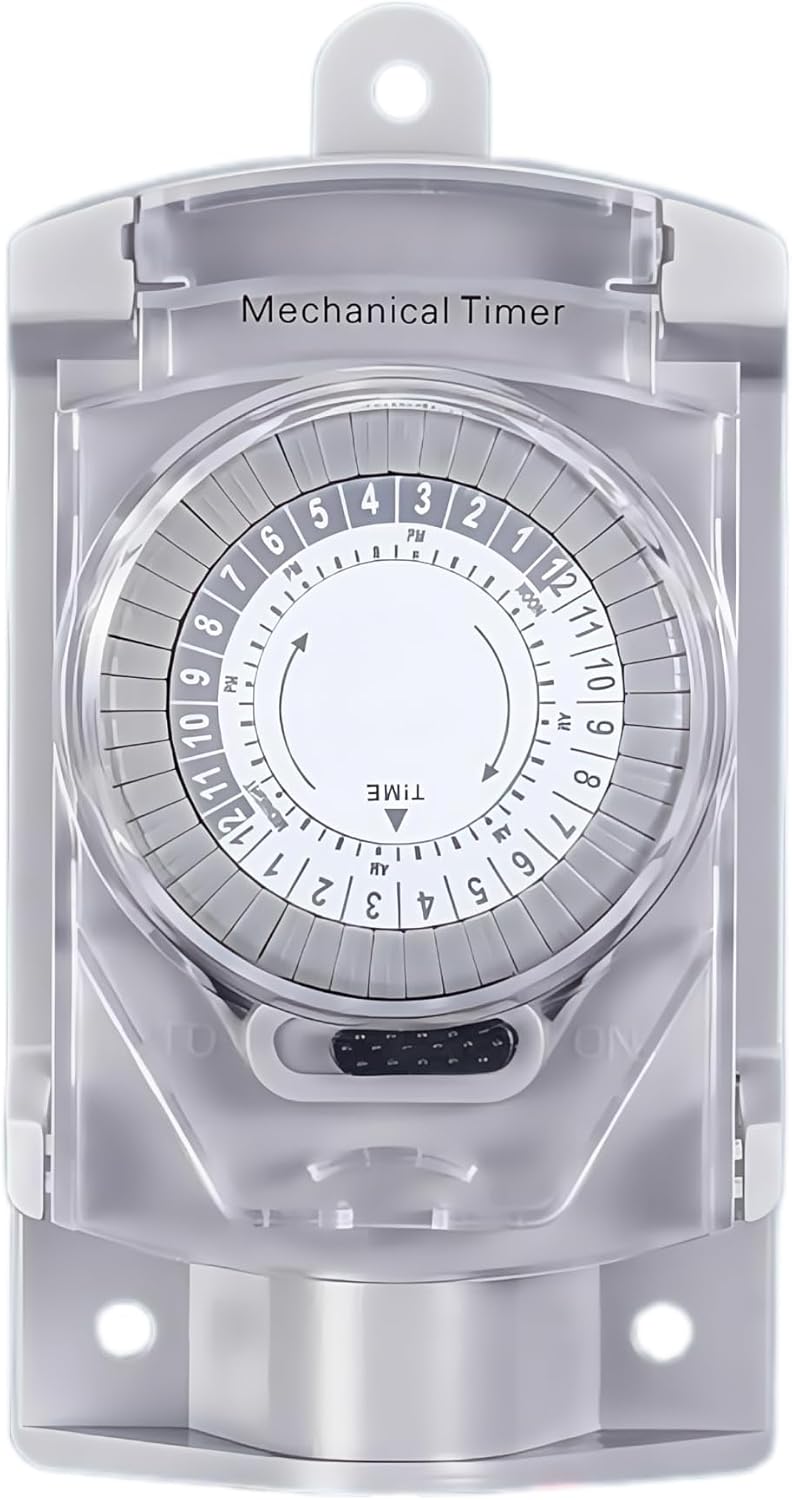 24 Hour Heavy Duty Mechanical Timer Switch with 30 Minutes Intervals, 20 AMP,120V Power Control, for Waterproof Junction Box, RV Outlet, Pool Pump, Power Distribution Box,Outdoor Light