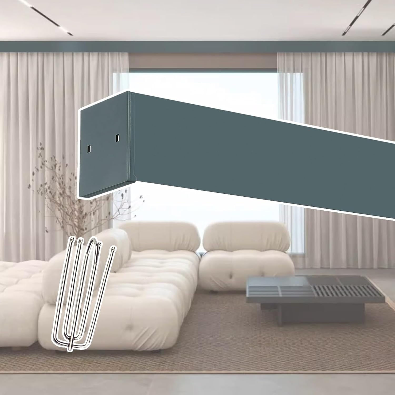 Montowana na suficie szyna do zasłon z pojedynczą szyną, regulowana, 100 cm, cichy ślizg, aluminiowy pręt do sypialni, kampera, przegrody i zasłony