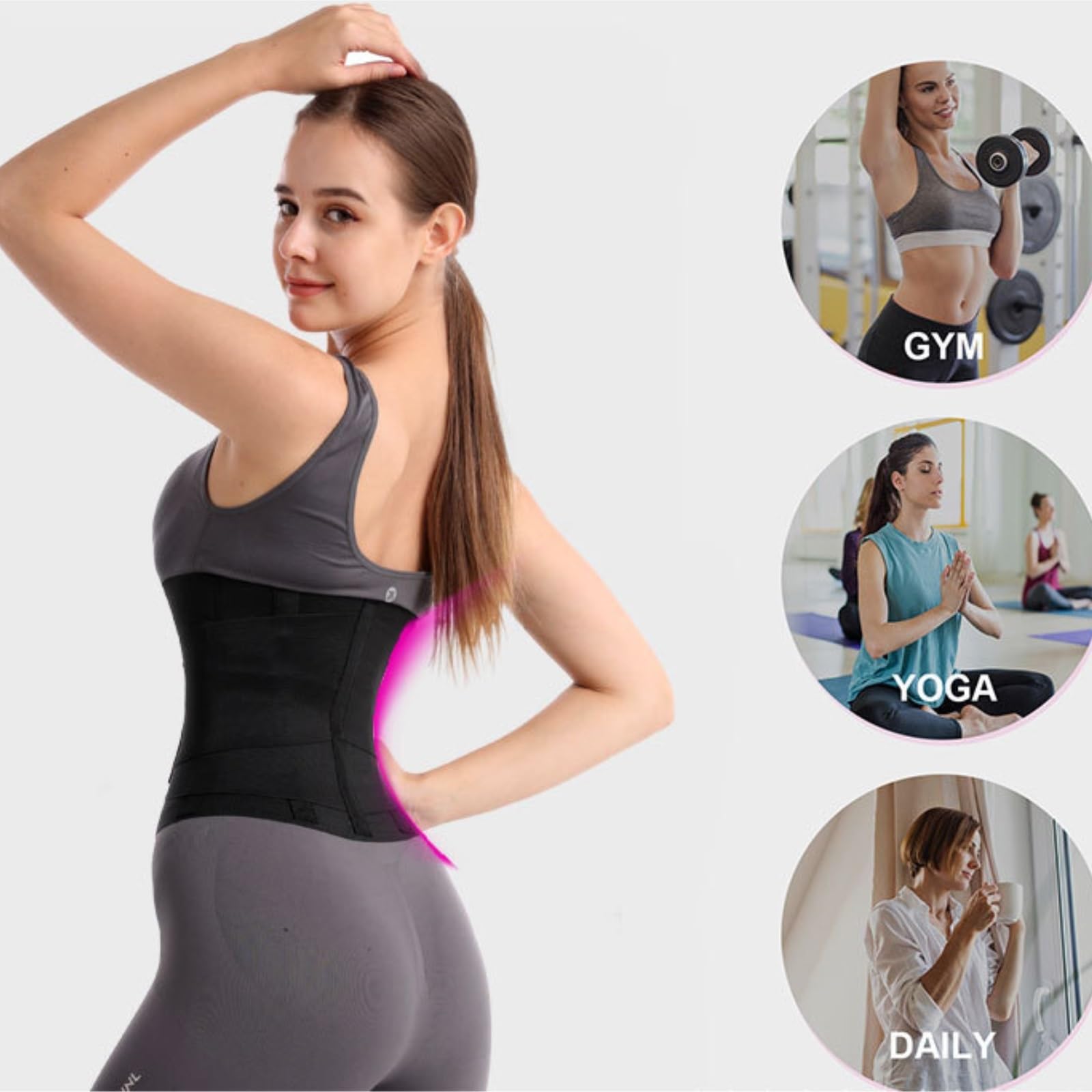 Faja Lumbar Cinturón de Soporte Lumbar, cinturón Deportivo Ajustable for la Espalda Baja Soporte Cinturón(Large)