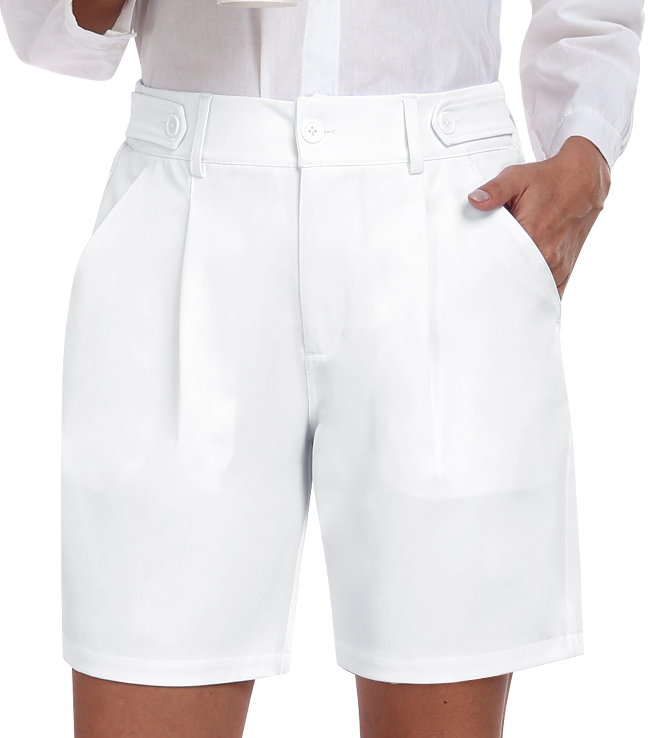 MoFiz Pantaloncini Donna Estivi Shorts Eleganti Lavoro Ufficio Pantaloni Corti Elastico in Vita Shorts Bermuda Casual con 4 Tasche