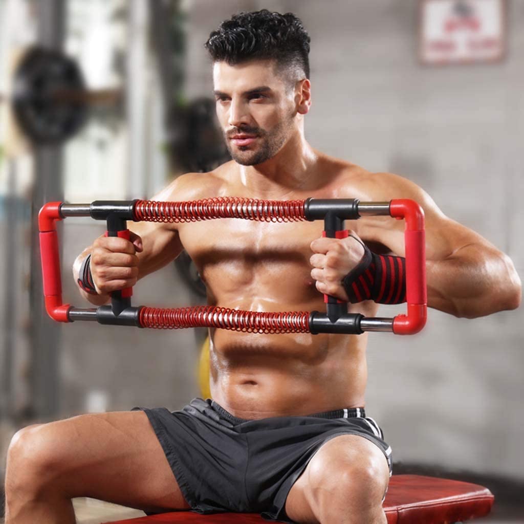 Power Twister Sprzęt fitness – urządzenie do nacisku ramion do treningu piersiowego i brzucha, czerwony uchwyt do treningu siłowego i budowy mięśni