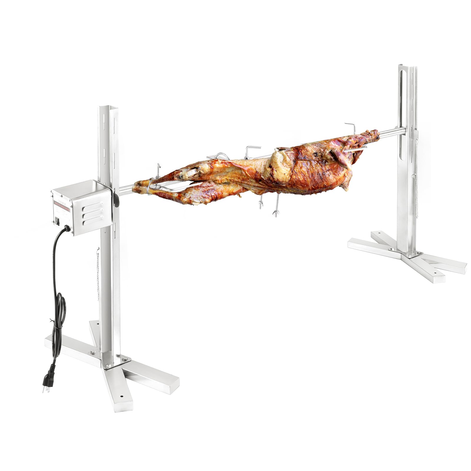 QPMR Rotisserie Grill Kit, 52" Outdoor Electric Stainless Steel Tripod Rotisserie Stand, 90LBS Pig Spit Rotisserie Grill, Height Adjustable BBQ Rotisserie Kit, Pig Rotisserie Hog Lamb Campfire