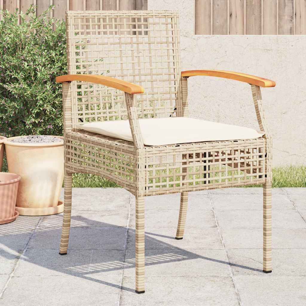 Chaises de jardin avec coussins beige lot de 4 design stable en bois