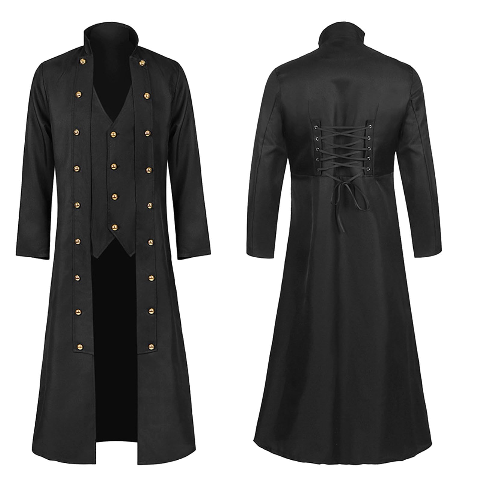 Frac Steampunk Uomo , Giacca Da Uomo Medievale, Costume Gotico Uomo, Halloween Cappotto Vittoriano Medievale Vintage Lungo Costumi Da Vampiro Spaventoso Travestimento Blazer Spettacolo Magico Cappotti