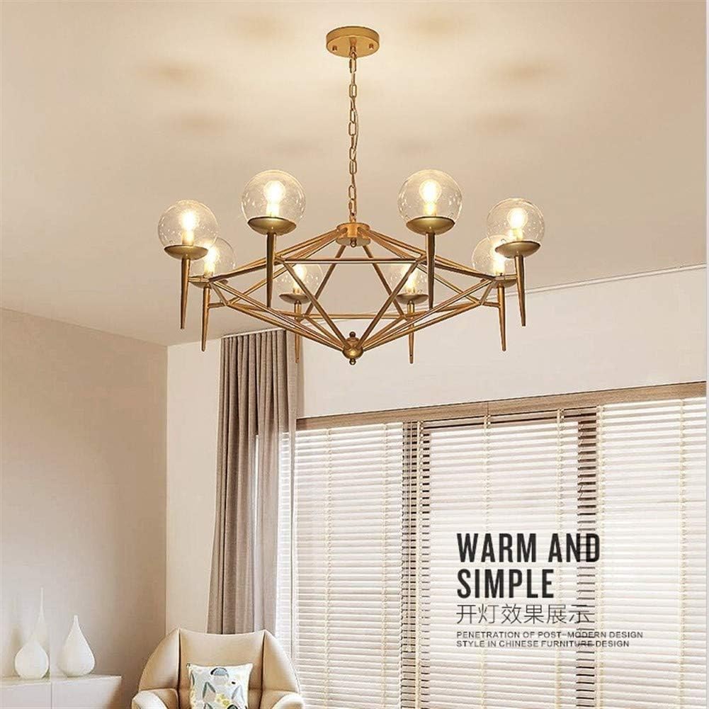 Lamp Postmodern 8 Heads Hanging Lantern Simple Creative Personality Bedroom Restaurant Living Room Chandelier Office Pendant Lights Gold 6-Light Ceiling Glass Ball (Black 6 head)