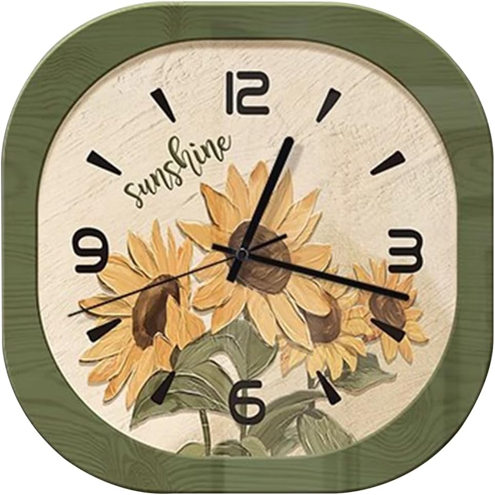 Ergocar Wooden Wall Clock Living Room Decor with Battery Powered Wood Frame Retro Rustic Style Suitable for Office, Kitchen, Farmhouse, Living Room