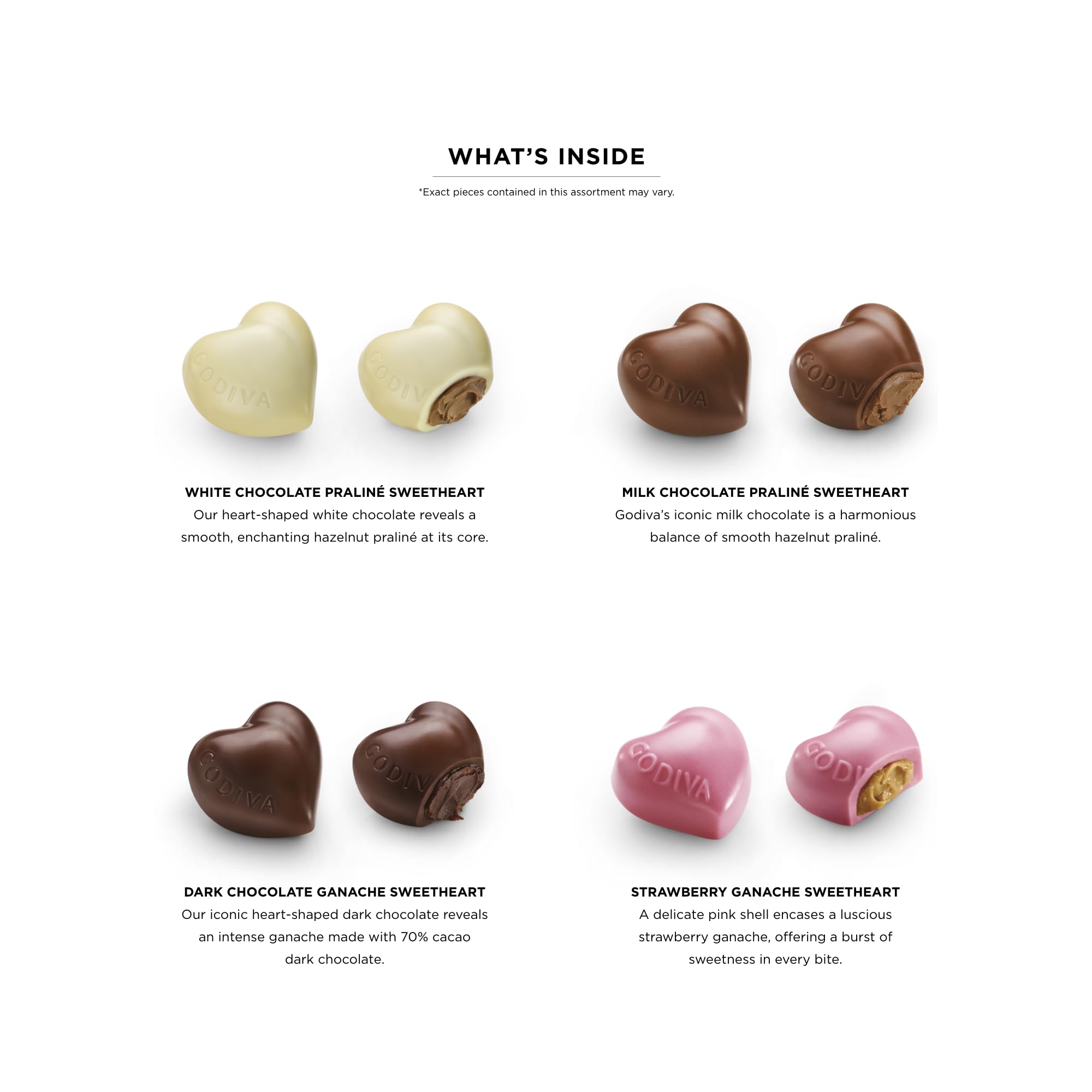 Godiva Chocolatier Valentine’s Day Heart Chocolate Gift Box - 14 Piece Assorted Milk, White and Dark Chocolate with Gourmet Fillings – Elegant Treat for Women or Men: Assorted Chcocolate 14 Pieces