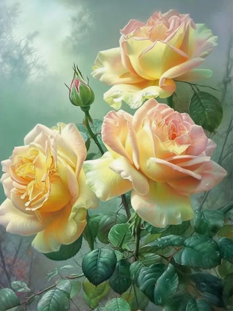 Brennora Stamped Cross Stitch Kits for Adults Flowers 11CT Counted Cross-Stitch Embroidery Patterns Beginners Home Decor 16x20 inch