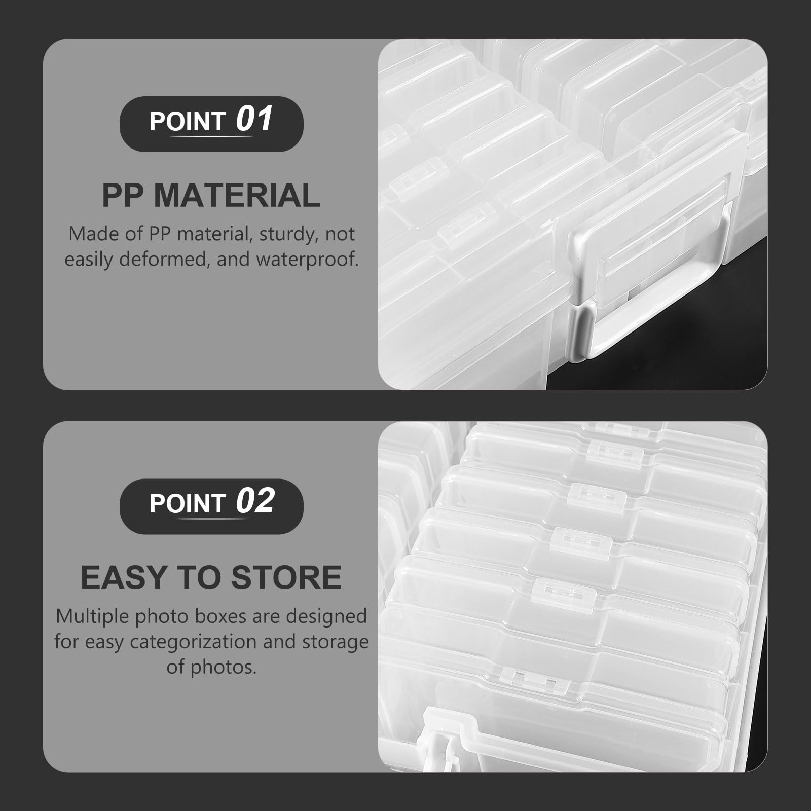 Caja de Almacenamiento para Fotos 4x6 Pulgadas Pp Tapa, Gran Capacidad