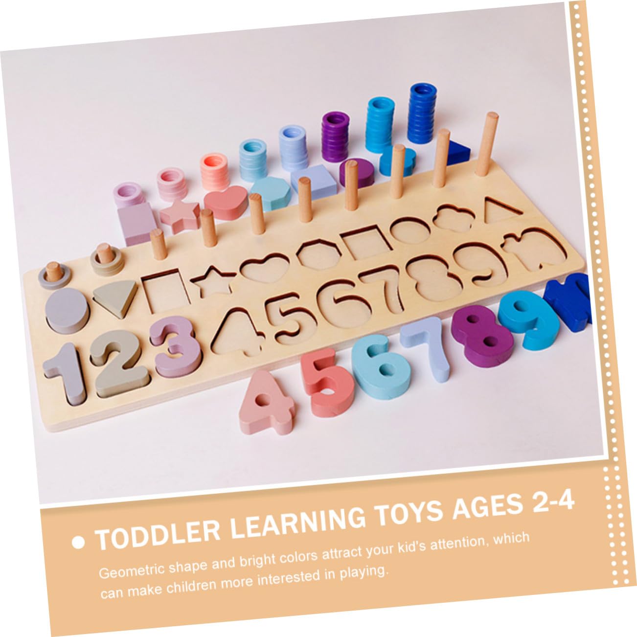 SOIMISS Juego Educativo De Madera Formas y Números para Niños Pequeños De 2 a 4 Años, Rompecabezas De Lógica y Combinación De Colores Pastel, Tablero 3 1 para Aprendizaje y Desarrollo Cognitivo