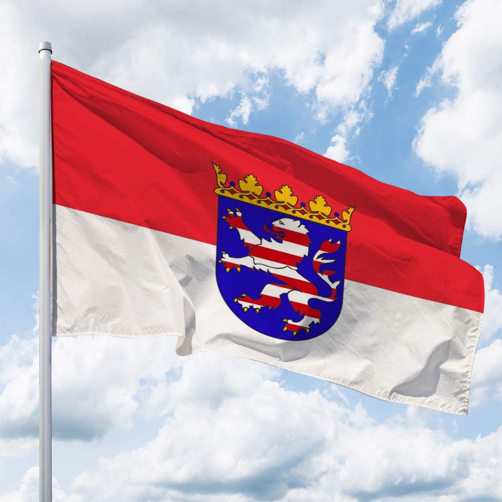 Deitert Bundesland-Flagge Hessen – 200x120 cm Hessen Fahne mit Wappen, Hissfahne aus reißfestem Polyester