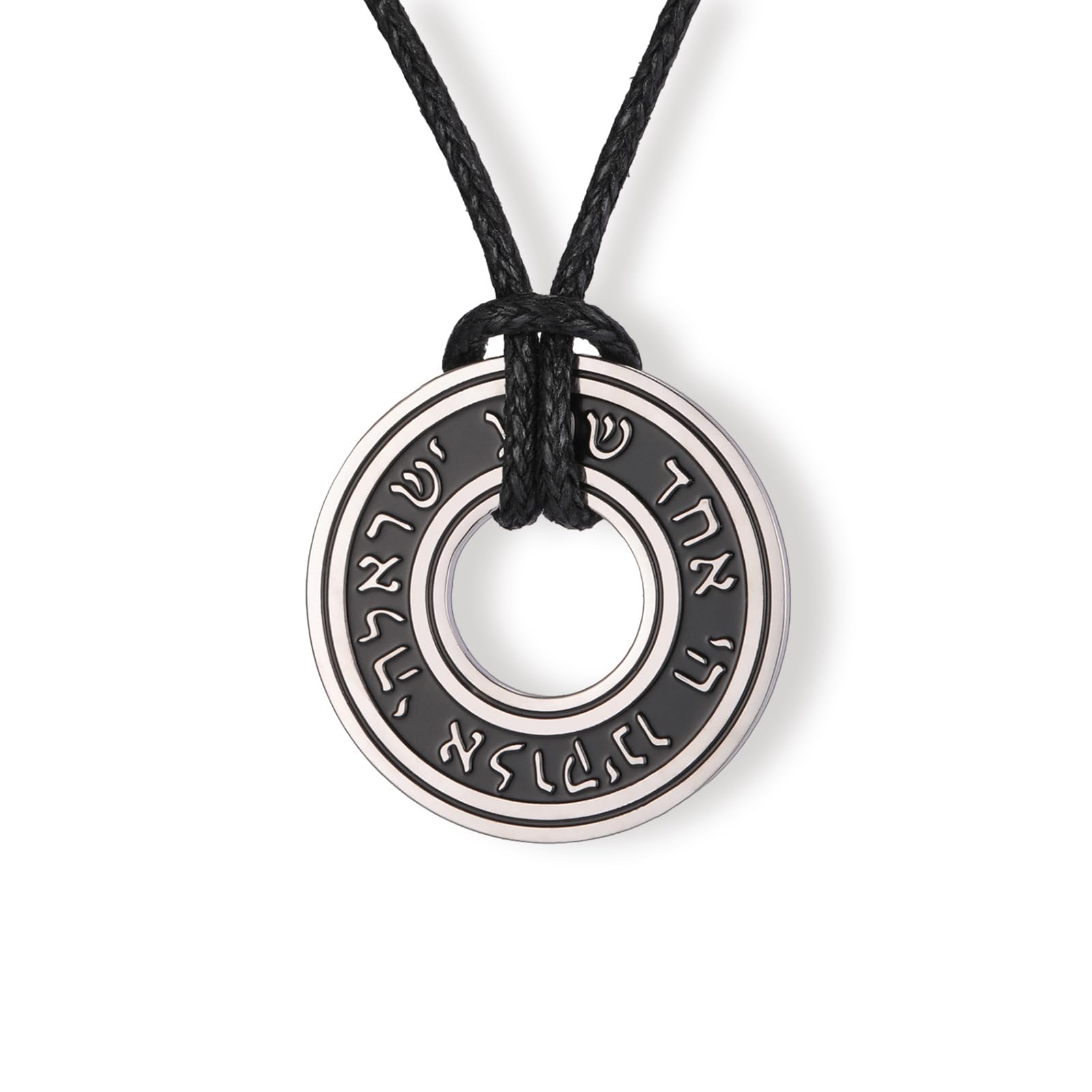Amaxer Shema Yisrael Adjustable Necklace for Unisex Stainless Steel Hebrew Pendant Kabbalah Blessing Jewish Religious Rope Chain Jewelry