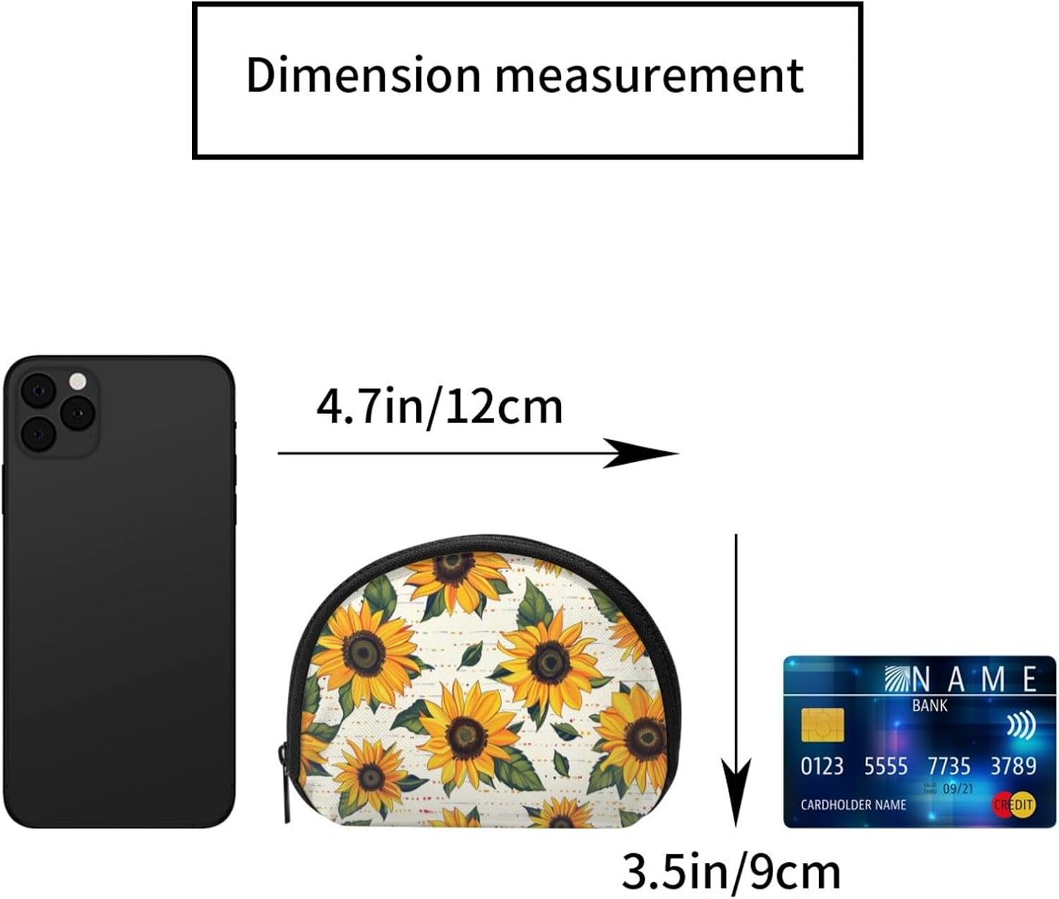 Sunflower Pattern Printed Coin Purse for Women Cute Small Change Wallet Mini Coin Purses Pouch with Zipper