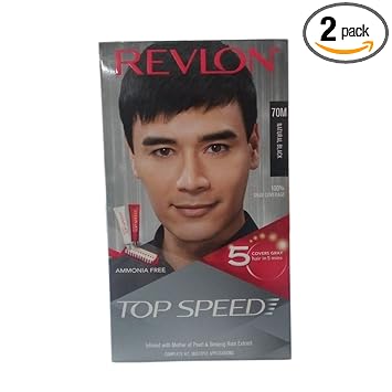 Revlon Top Speed Hair Color Man, Natural Black 70M, (Pack off 2pc)