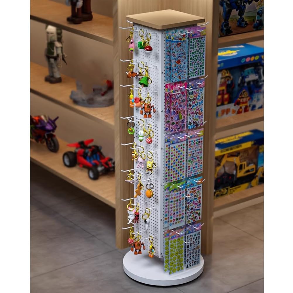 exproyzk Verkaufsständer Drehbares Regal Shop Spinner für Verkaufsregale, Schmuck, Schlüsselanhänger, Socken, Spielzeuge(Schwarz,40 Hooks)