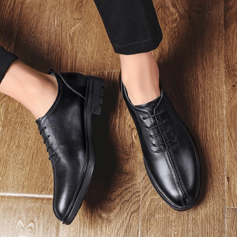 Men's Classic Business Lace Up Dress Shoes Genuine Leather Derby Fashion Formal Tuxedo Walking Shoes Comfortable Non-Slip Low Top Work Shoes2